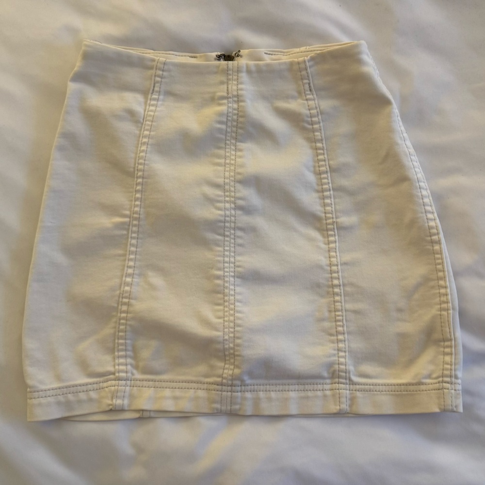 Free People high waisted white denim skirt
